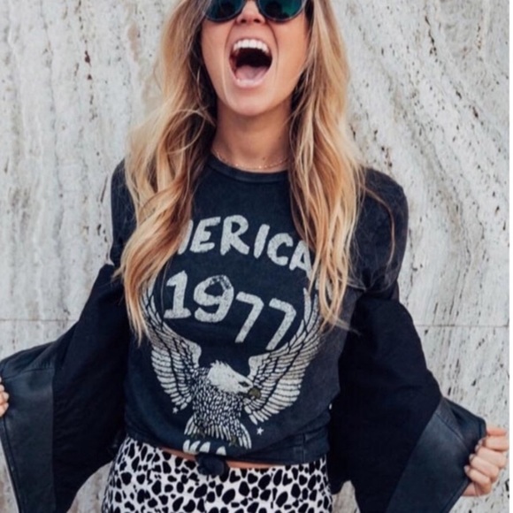 Tops - SOLD OUT Black American 1977 Eagle Boho Graphic Tee